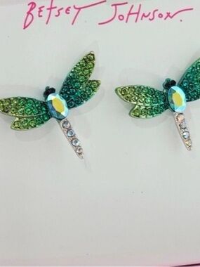 Betsey Johnson Crystal Dragonfly Earrings